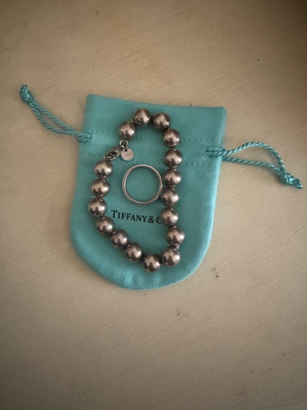 Tiffany & Co. Sterling Silver Bead Bracelet and Ring Set